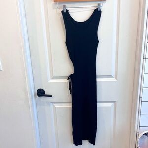 NWT Black Ribbed  Dress with Side cut out
